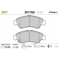 Jeu de plaquettes de frein VALEO 301760 pour HONDA OE 06450SAA901 VALEO