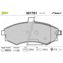 Jeu de plaquettes de frein VALEO 301781 pour HYUNDAI, KIA OE 58101-2DA40 VALEO