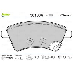 Jeu de plaquettes de frein VALEO 301804 pour FIAT, SUZUKI SEDICI, SX4 OE 71742853 VALEO