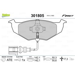Jeu de plaquettes de frein VALEO 301805 pour SKODA, VW FABIA, LUPO, POLO VALEO