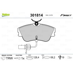 Jeu de plaquettes de frein VALEO 301814 pour VW TRANSPORTER OE 7D0698151B VALEO