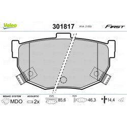 Jeu de plaquettes de frein VALEO 301817 pour HYUNDAI, KIA, NISSAN OE 44060-61E91 VALEO