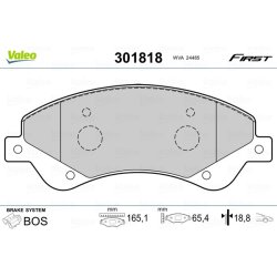 Jeu de plaquettes de frein VALEO 301818 pour FORD TRANSIT OE 1371403 VALEO