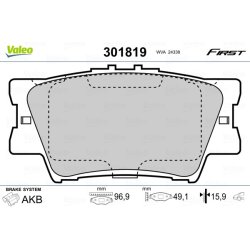 Jeu de plaquettes de frein VALEO 301819 pour LEXUS, TOYOTA OE 04466-02220 VALEO
