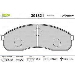 Jeu de plaquettes de frein VALEO 301821 pour KIA BESTA, CARNIVAL, PREGIO VALEO