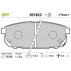 Jeu de plaquettes de frein VALEO 301823 pour KIA SORENTO OE 58302-3ED00 VALEO