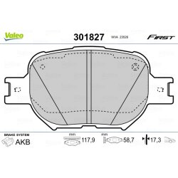 Jeu de plaquettes de frein VALEO 301827 pour TOYOTA OE 04465-13030 VALEO