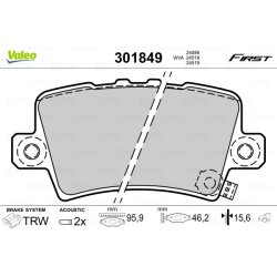 Jeu de plaquettes de frein VALEO 301849 pour HONDA CIVIC OE 43022-SMG-E00