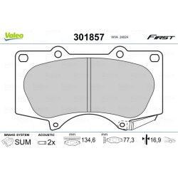 Jeu de plaquettes de frein VALEO 301857 pour LEXUS, MITSUBISHI, TOYOTA OE 4605A472 VALEO