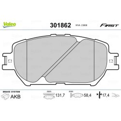 Jeu de plaquettes de frein VALEO 301862 pour LEXUS, TOYOTA OE 04465-30340 VALEO