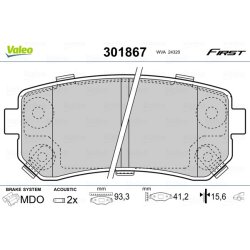 Jeu de plaquettes de frein VALEO 301867 pour HYUNDAI, KIA OE 583021YA30 VALEO