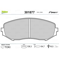 Jeu de plaquettes de frein VALEO 301877 pour SUZUKI GRAND OE 55200-65D10 VALEO