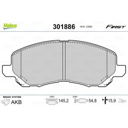 Brake Pad Set VALEO 301886 OE Ref 2AMV3494AA
