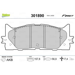 Jeu de plaquettes de frein VALEO 301890 pour LEXUS, TOYOTA OE 04465-06100 VALEO