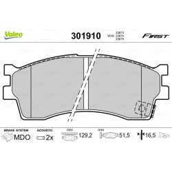 Plaquettes de frein VALEO 301910 pour KIA OE 0K2N1-33-28ZA VALEO