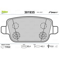 Brake Pad Set VALEO 301935 OE Ref 1917249