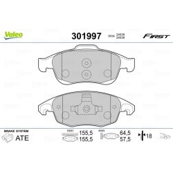 Brake Pad Set VALEO 301997 OE Ref 1623816280
