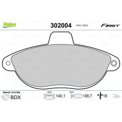 Jeu de plaquettes de frein VALEO 302004 pour CITROEN, FIAT, PEUGEOT OE 1617250580 VALEO