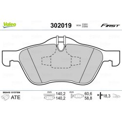 Jeu de plaquettes de frein VALEO 302019 pour MINI MINI OE 1503076 VALEO