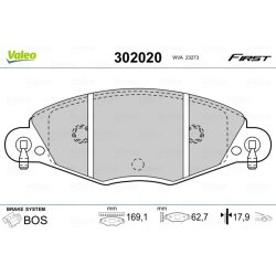 Jeu de plaquettes de frein VALEO 302020 pour CITROEN C5 OE 1617274180 VALEO