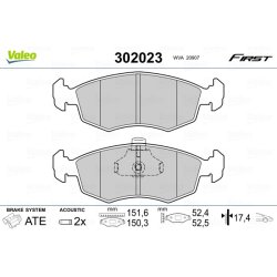 Jeu de plaquettes de frein VALEO 302023 pour FIAT DOBLO, PALIO OE 71738152 VALEO