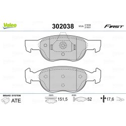 Jeu de plaquettes de frein VALEO 302038 pour FIAT PUNTO OE 71752982