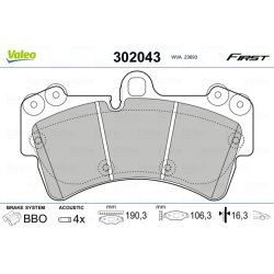 Plaquettes de frein VALEO 302043 pour AUDI, PORSCHE, VW OE 4L0698151A VALEO