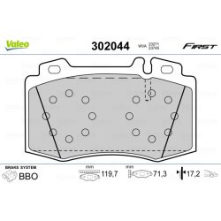 Jeu de plaquettes de frein VALEO 302044 pour MERCEDES OE 0034205820 VALEO