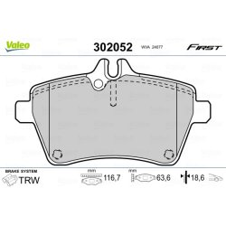 Jeu de plaquettes de frein VALEO 302052 pour MERCEDES CLASSE A, CLASSE B OE 1694200220 VALEO