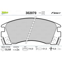 Jeu de plaquettes de frein VALEO 302070 pour NISSAN SUNNY OE 41060-58Y87 VALEO