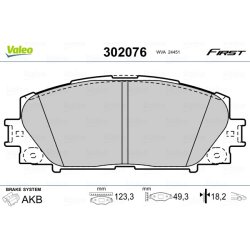 Jeu de plaquettes de frein VALEO 302076 pour LEXUS, TOYOTA OE 04465-47060 VALEO