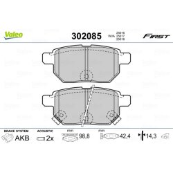 Jeu de plaquettes de frein VALEO 302085 pour ASTON MARTIN, LEXUS, SUBARU, TOYOTA VALEO