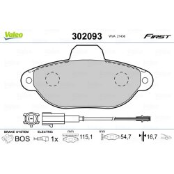 Jeu de plaquettes de frein VALEO 302093 pour FIAT, FORD 500, KA OE 6001073453 VALEO