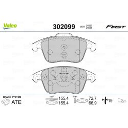 Jeu de plaquettes de frein VALEO 302099 pour CITROEN, DS, PEUGEOT OE 1647862580 VALEO