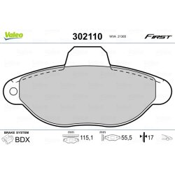 Jeu de plaquettes de frein VALEO 302110 pour FIAT CINQUECENTO OE 5892786 VALEO