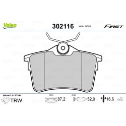 Jeu de plaquettes de frein VALEO 302116 pour CITROEN, DS, PEUGEOT OE 1608520480 VALEO