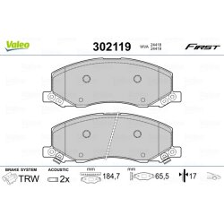 Jeu de plaquettes de frein VALEO 302119 pour VAUXHALL, SAAB INSIGNIA, 9-5 OE 1605202 VALEO
