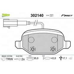 Jeu de plaquettes de frein VALEO 302140 pour ALFA ROMEO, FIAT OE 71770108 VALEO