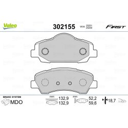 Jeu de plaquettes de frein VALEO 302155 pour CITROËN, VAUXHALL, PEUGEOT VALEO