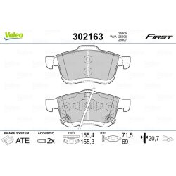 Plaquettes de frein VALEO 302163 pour FIAT 500L OE 68211488AA VALEO