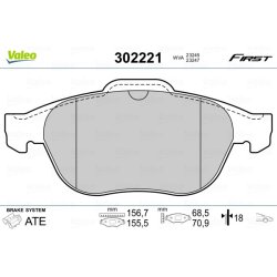 Plaquettes de frein VALEO 302221 pour RENAULT, LAGUNA, SCENIC OE 410609141R VALEO