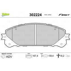 Jeu de plaquettes de frein VALEO 302224 pour LEXUS, TOYOTA OE 04465-0E010 VALEO