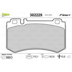 Jeu de plaquettes de frein VALEO 302229 pour MERCEDES OE 0004230430 VALEO