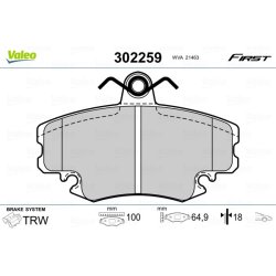 Plaquettes de frein VALEO 302259 pour DACIA, LADA, RENAULT, référence d'origine 410602192R VALEO