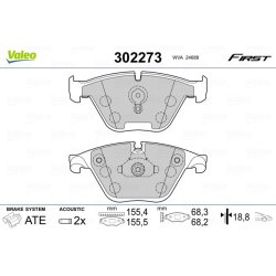 Jeu de plaquettes de frein VALEO 302273 pour BMW Série 5, 6, 7, référence d'origine 2339270 VALEO