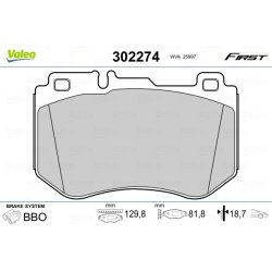 Jeu de plaquettes de frein VALEO 302274 pour MERCEDES CLASSE C OE 0004209503 VALEO