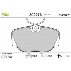 Jeu de plaquettes de frein VALEO 302276 pour BMW, DE LA CHAPELLE 3, Z1, 55 VALEO