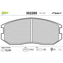 Jeu de plaquettes de frein VALEO 302289 pour DAIHATSU, MITSUBISHI, PROTON VALEO