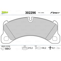 Jeu de plaquettes de frein VALEO 302296 pour PORSCHE, VW CAYENNE, TOUAREG VALEO