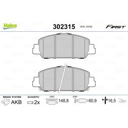 Jeu de plaquettes de frein VALEO 302315 pour HONDA ACCORD, HR-V OE 45022-T2G-A00 VALEO